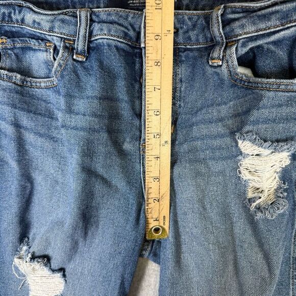 Hollister Womens Size 29 Low Rise Cropped Boyfriend Denim Jeans Blue Destroyed - Picture 7 of 9